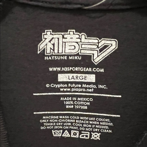 Hatsune Miku Vocaloid Anime T-Shirt Black Unisex Size Large - Picture 4 of 4